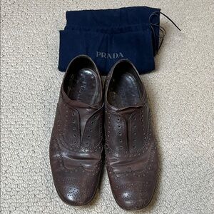Prada Men's Dark Brown Leather Oxfords